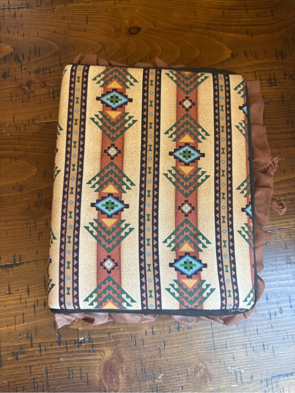 Vintage Southwestern Aztec Print Fabric Address Book Ruffled Boho Home Address